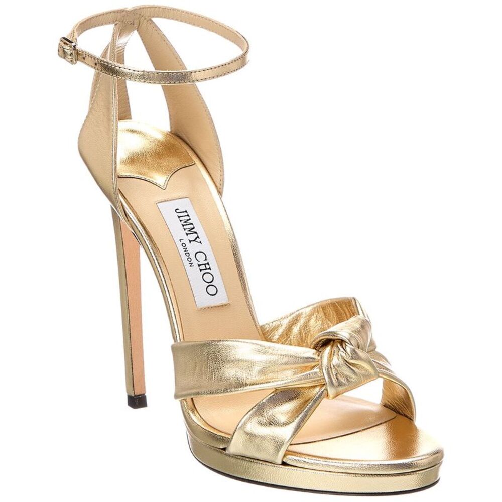 Jimmy Choo Rosie 120 Leather Sandal, Gold